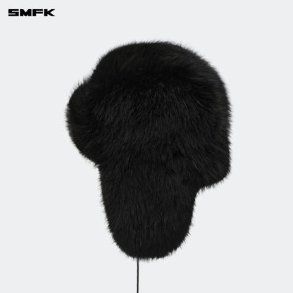 SMFK Compass Snowman Faux Fur Hat In Black