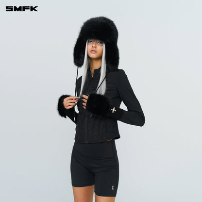 SMFK Compass Snowman Faux Fur Hat In Black