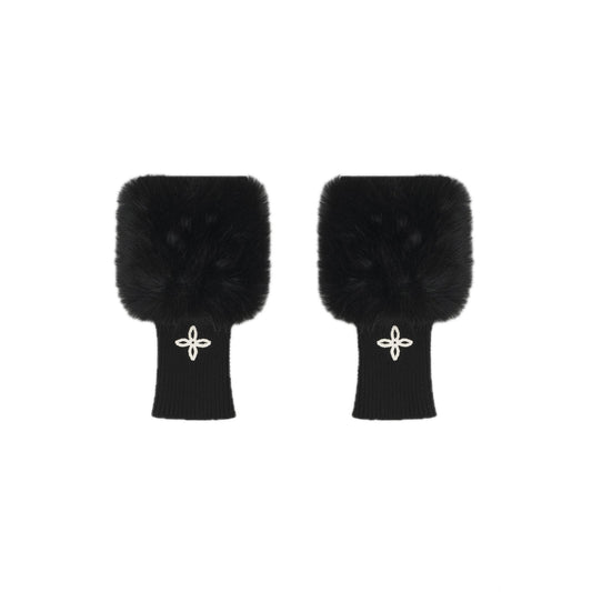 SMFK Compass Snowman Furry Gloves In Black