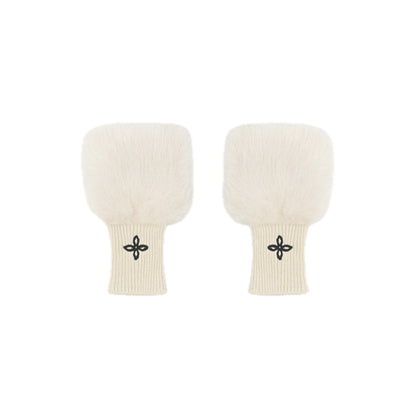 SMFK Compass Snowman Furry Gloves In Cream