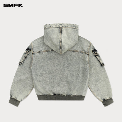 SMFK Compass Storm Garden Oversize Denim Hoodie White