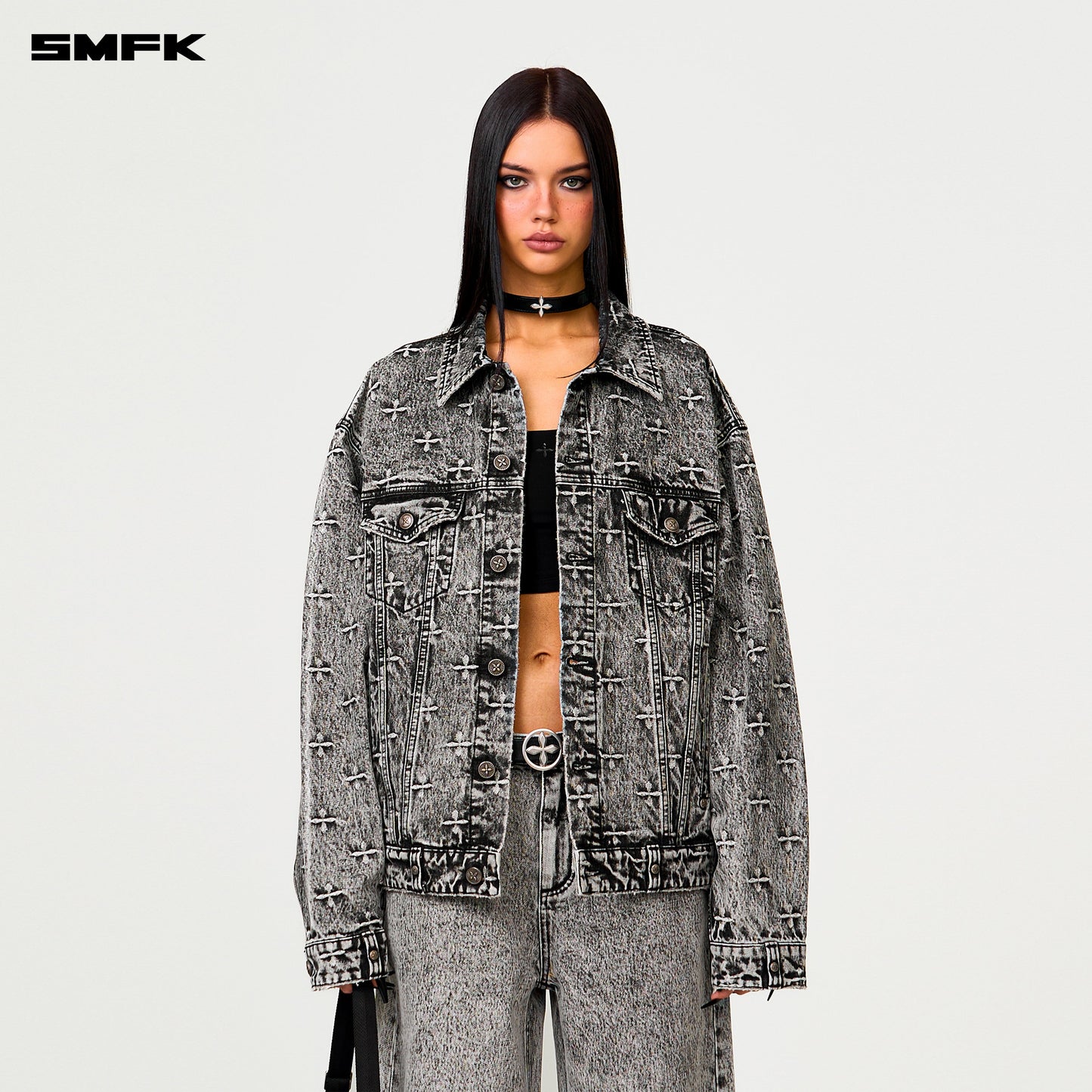 SMFK Compass Storm Garden Oversize Denim Jacket