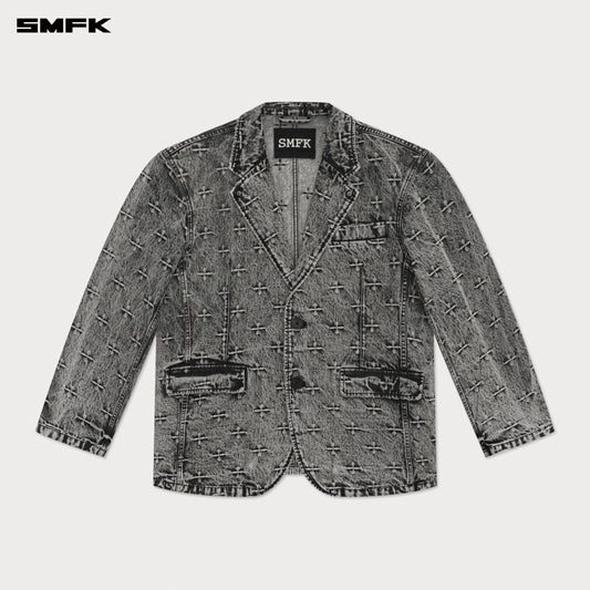 SMFK Compass Storm Gray Oversize Denim Suit