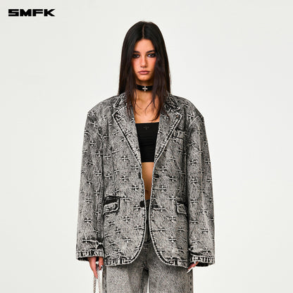 SMFK Compass Storm Gray Oversize Denim Suit