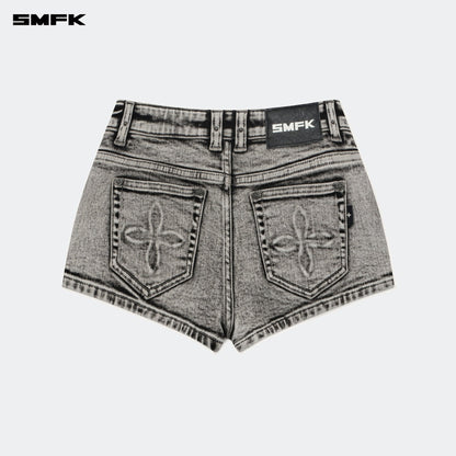 SMFK Compass Tarpan Rock Low-Waist Denim Shorts Dark Gray