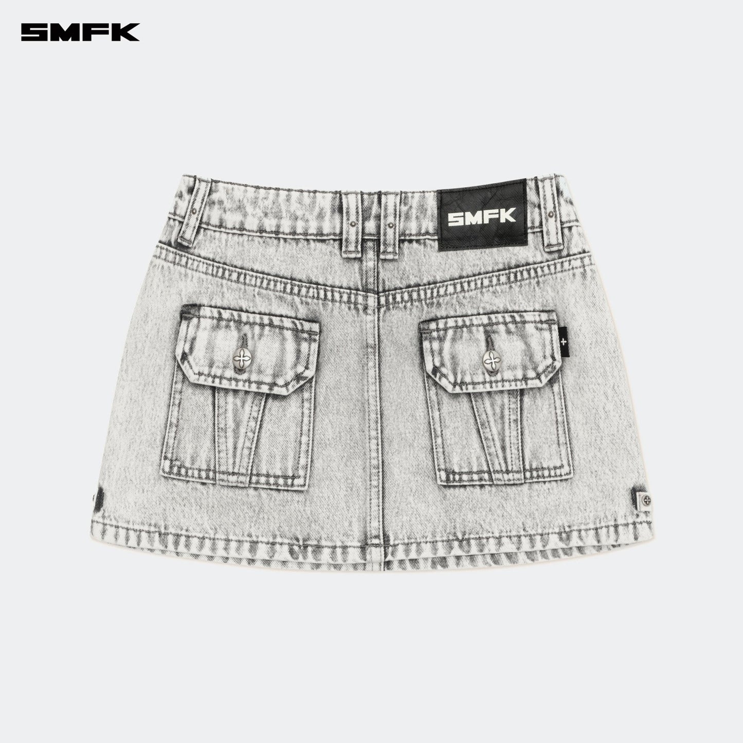 SMFK Compass Wild Tarpan Denim Mini Skirt Gray