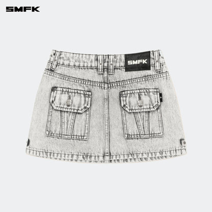 SMFK Compass Wild Tarpan Denim Mini Skirt Gray