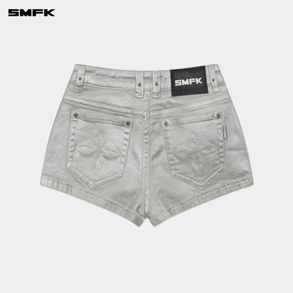 SMFK Compass Wild Tarpan Low-Waist Denim Shorts Silver