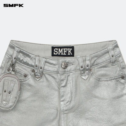 SMFK Compass Wild Tarpan Low-Waist Denim Shorts Silver