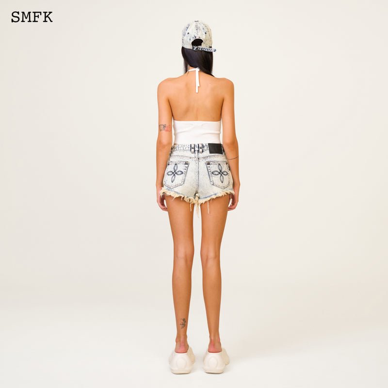 SMFK Compass Wild Tarpan White Snowflake Short Jeans