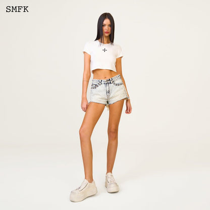 SMFK Compass Wild Tarpan White Snowflake Short Jeans