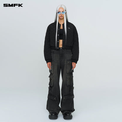 SMFK Compass Winter Badge Baseball Jacket In Black