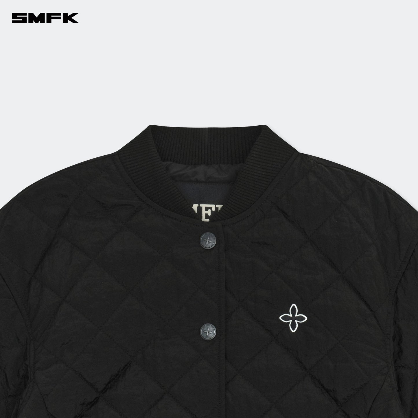 SMFK Compass Winter Badge Baseball Jacket In Black