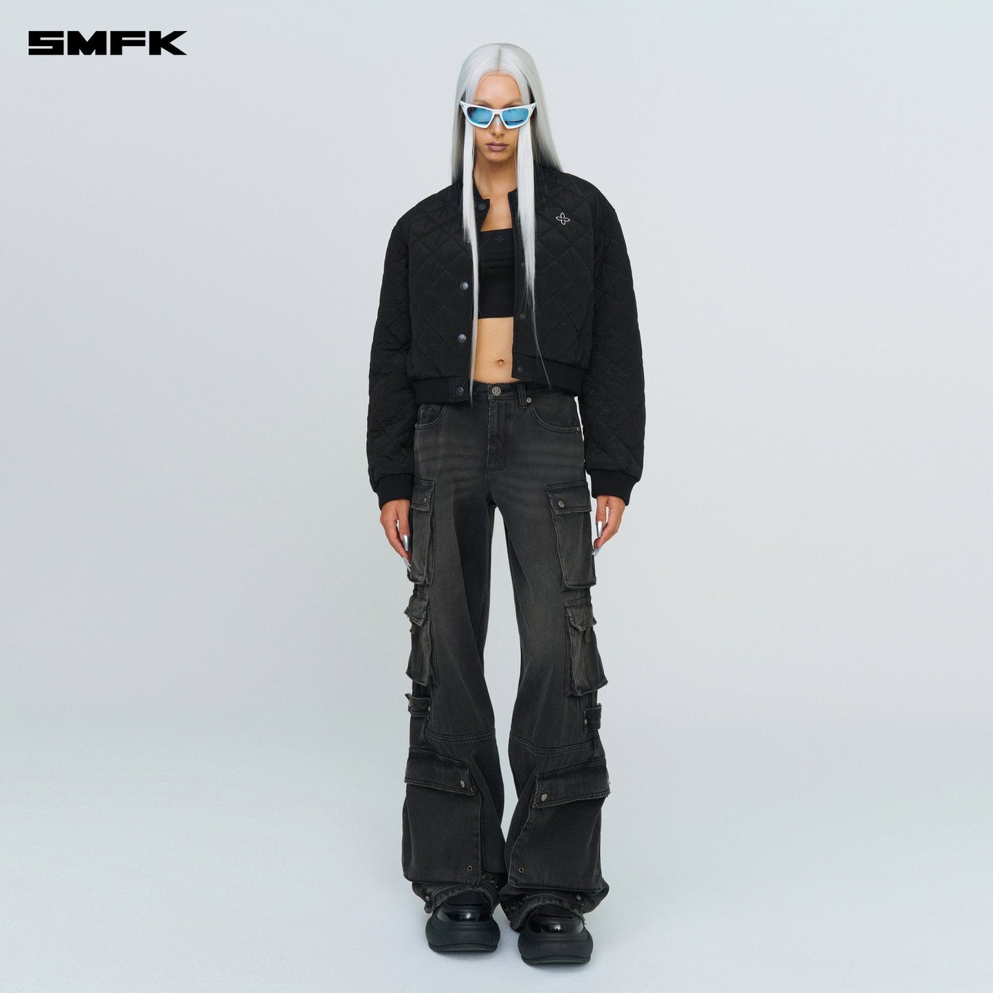 SMFK Compass Winter Badge Baseball Jacket In Black