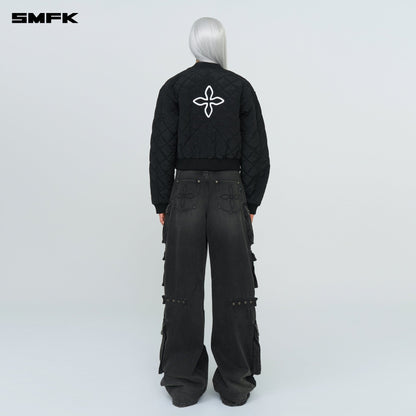 SMFK Compass Winter Badge Baseball Jacket In Black