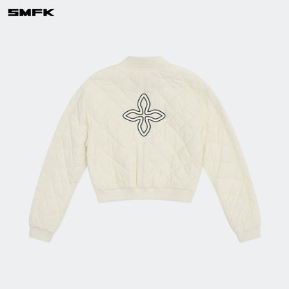 SMFK Compass Winter Badge Baseball Jacket In Cream