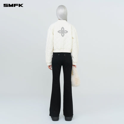 SMFK Compass Winter Badge Baseball Jacket In Cream