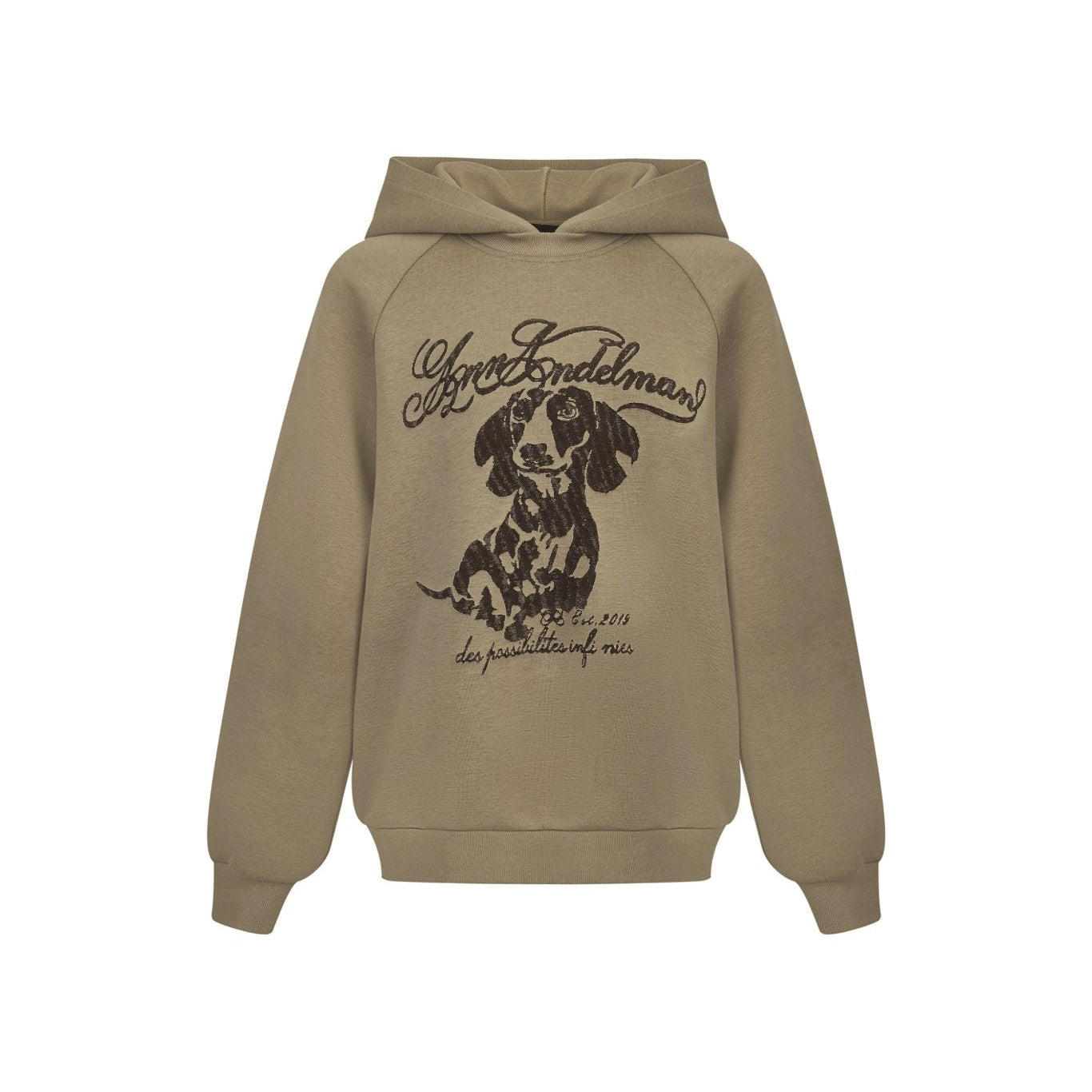 Ann Andelman Dark Brown Puppy Print Hoodie