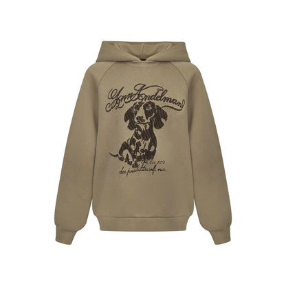 Ann Andelman Dark Brown Puppy Print Hoodie