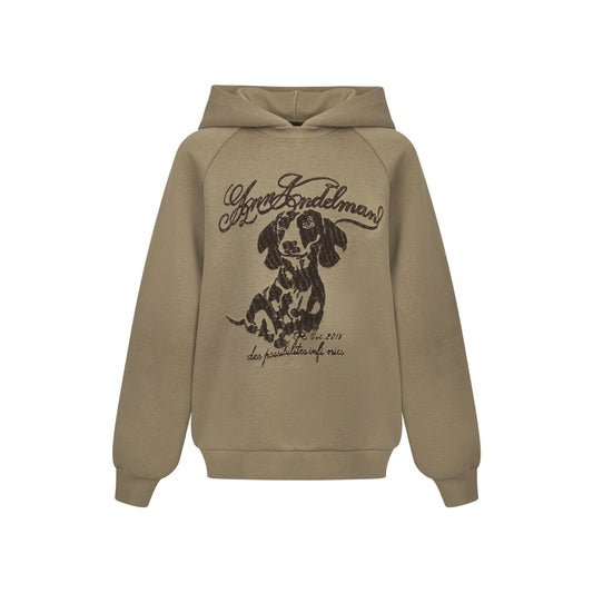 Ann Andelman Dark Brown Puppy Print Hoodie