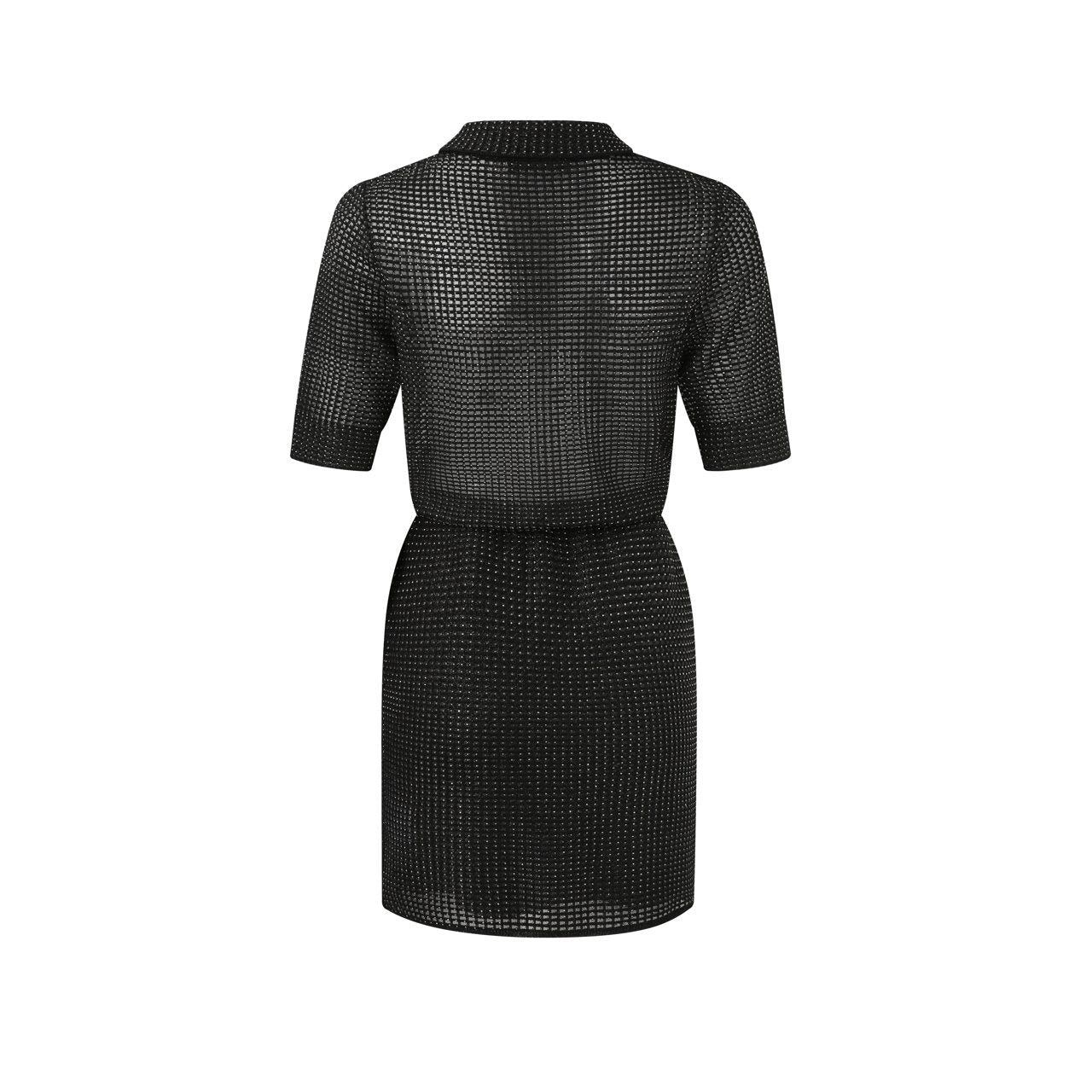 DIANA VEVINA Full diamonds and Silver Silk Polo Neck Knit Dress