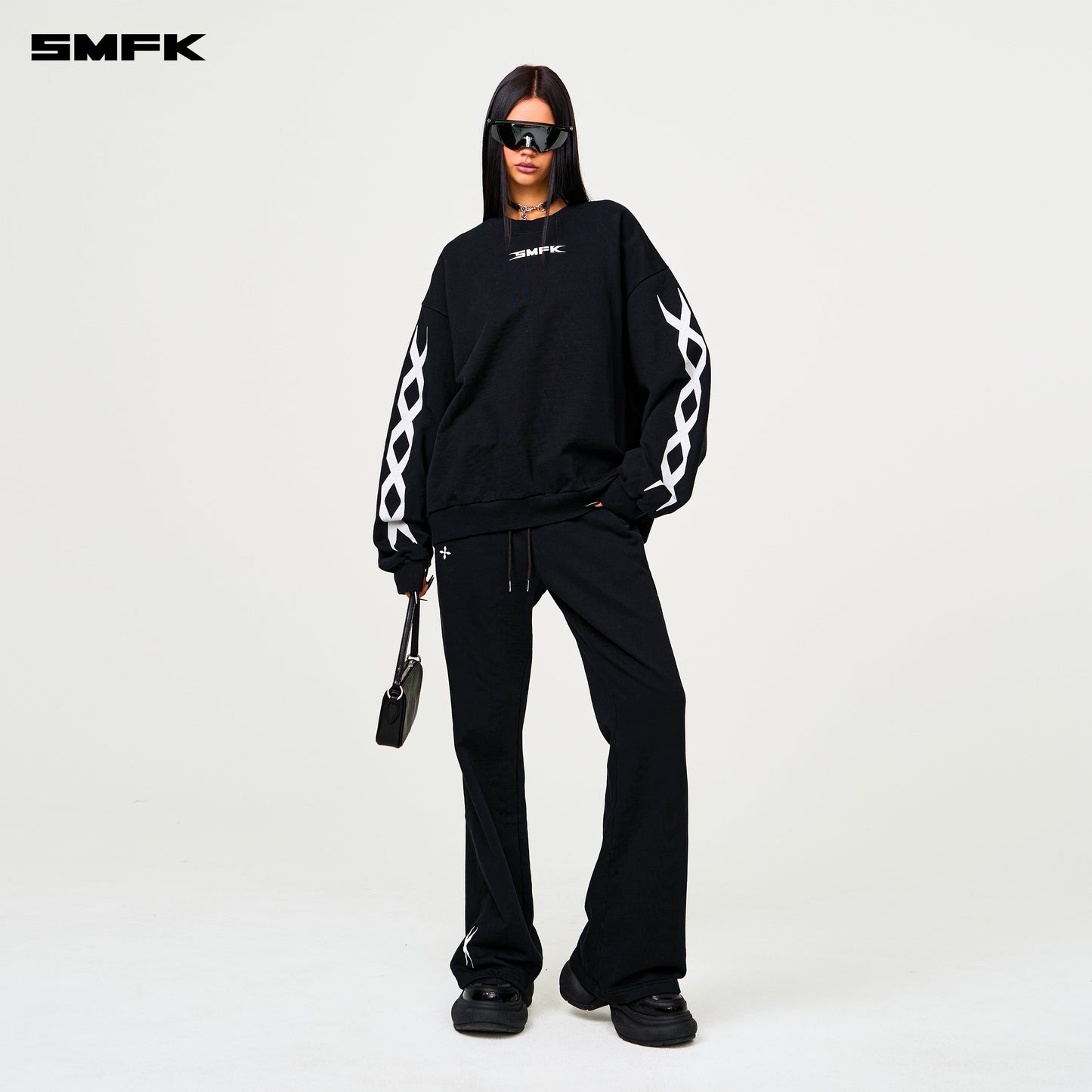 SMFK FUTURE DNA Chain Racing Oversize Sweatshirt Black