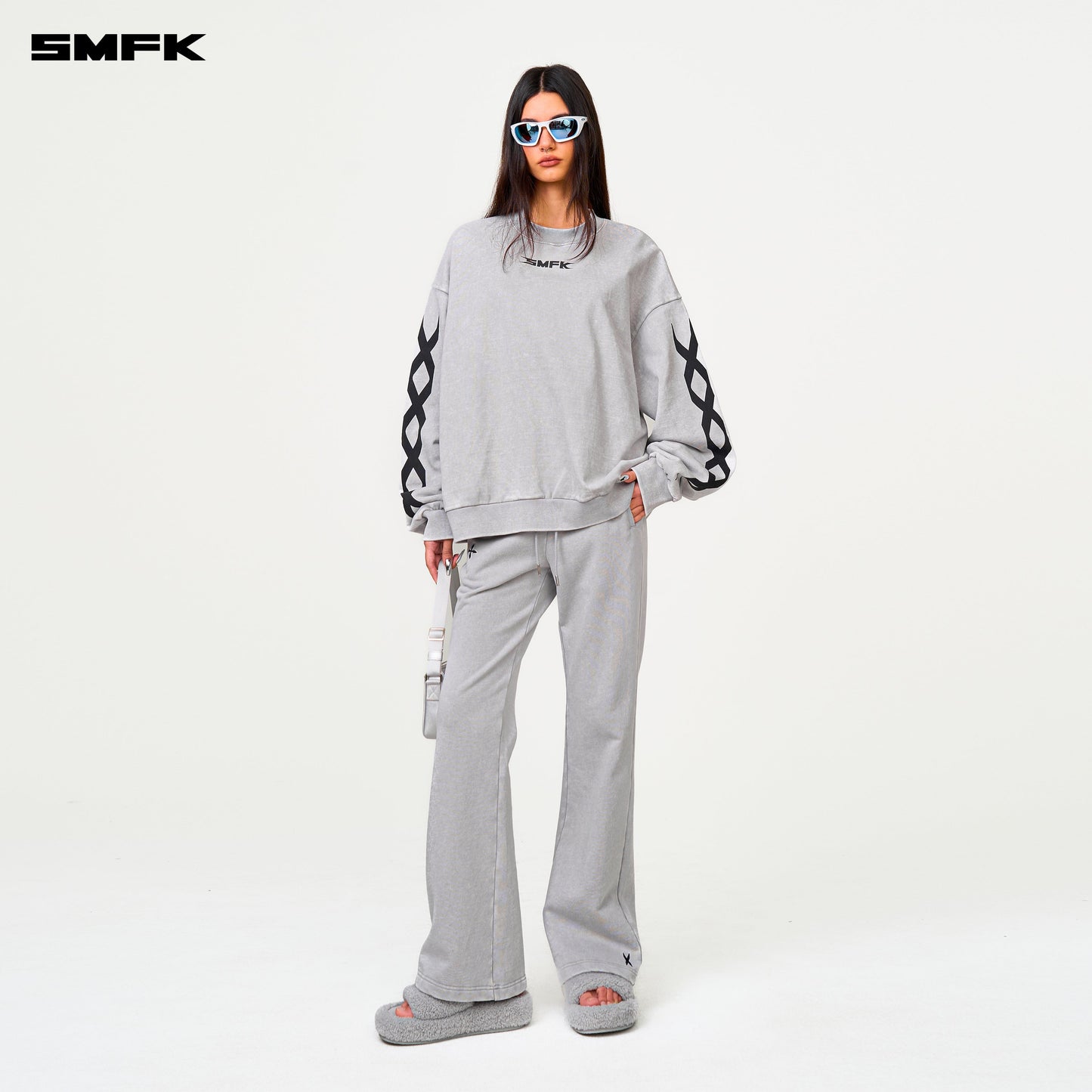 SMFK FUTURE DNA Chain Racing Oversize Sweatshirt Gray