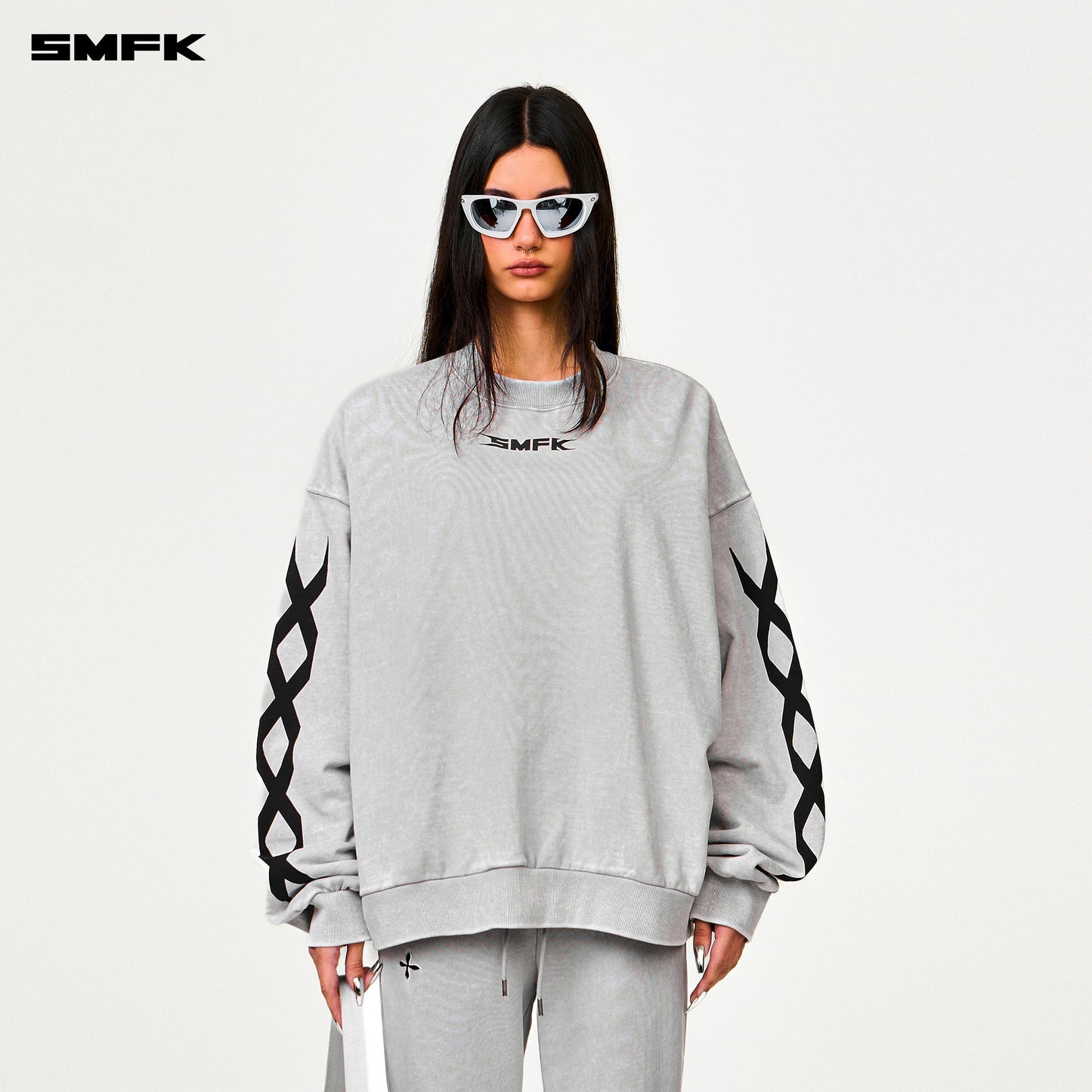 SMFK FUTURE DNA Chain Racing Oversize Sweatshirt Gray