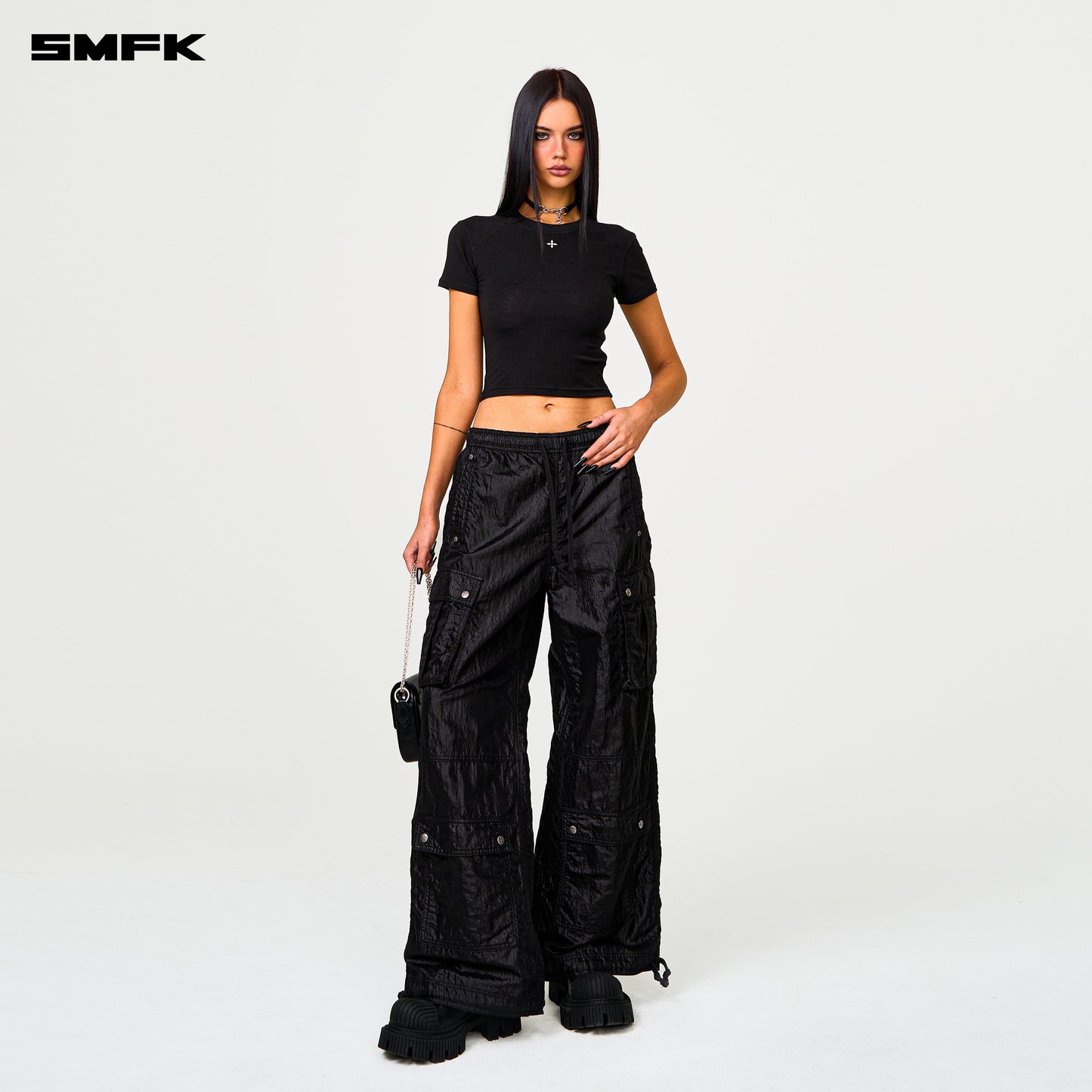 SMFK FUTURE Lightning Wide-Leg Track Pants in Black