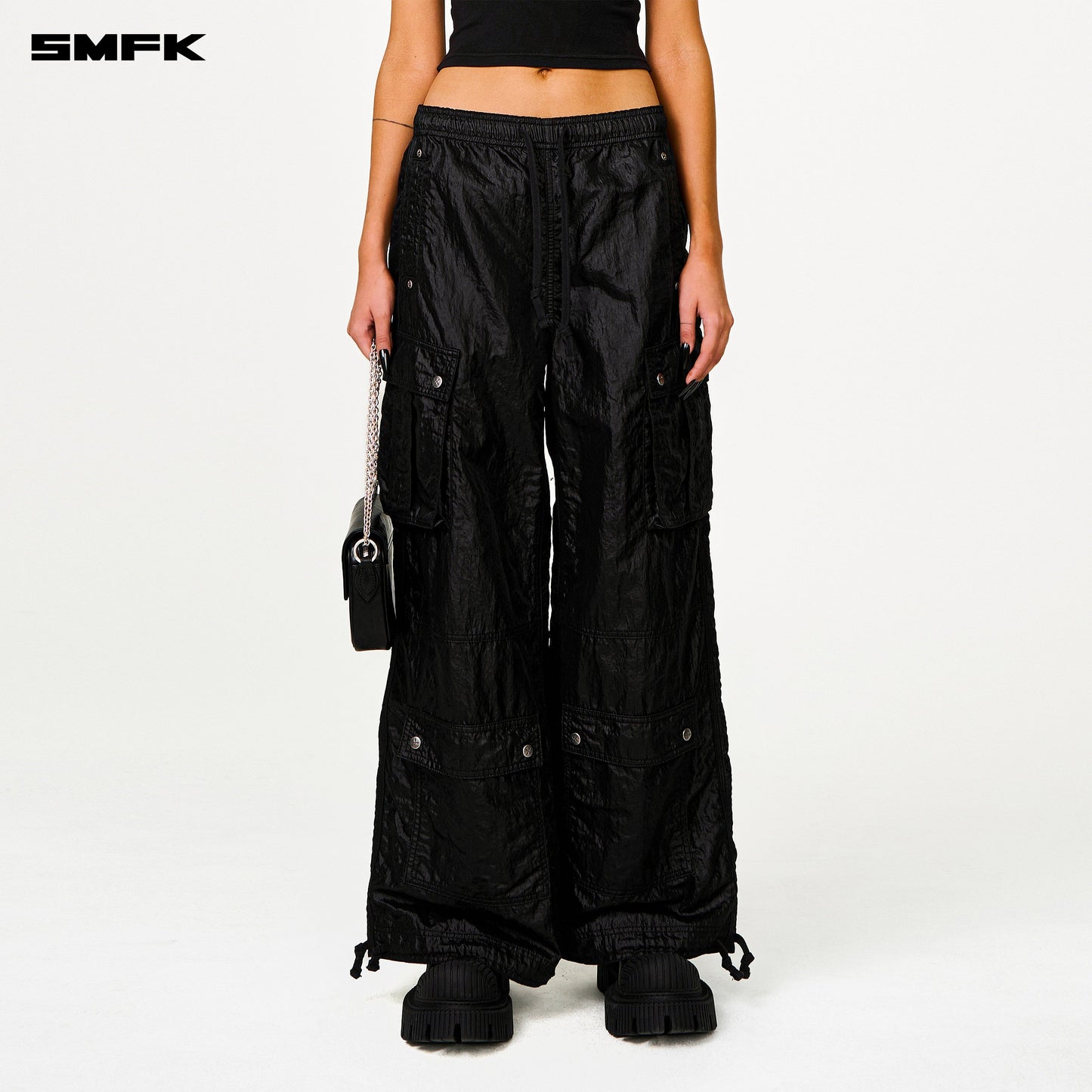 SMFK FUTURE Lightning Wide-Leg Track Pants in Black