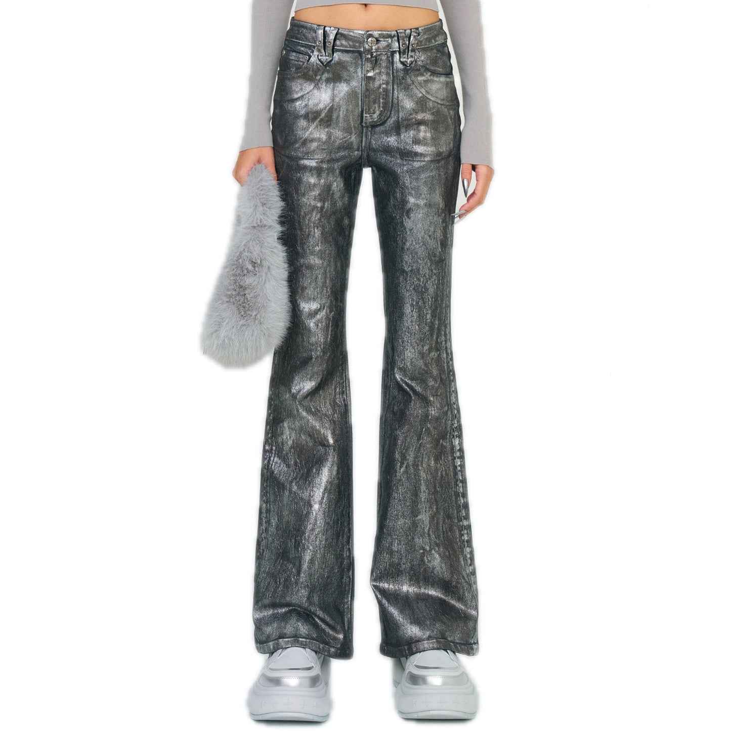 SMFK FUTURE Mirage Silver Nebula Stretch-flared Jeans