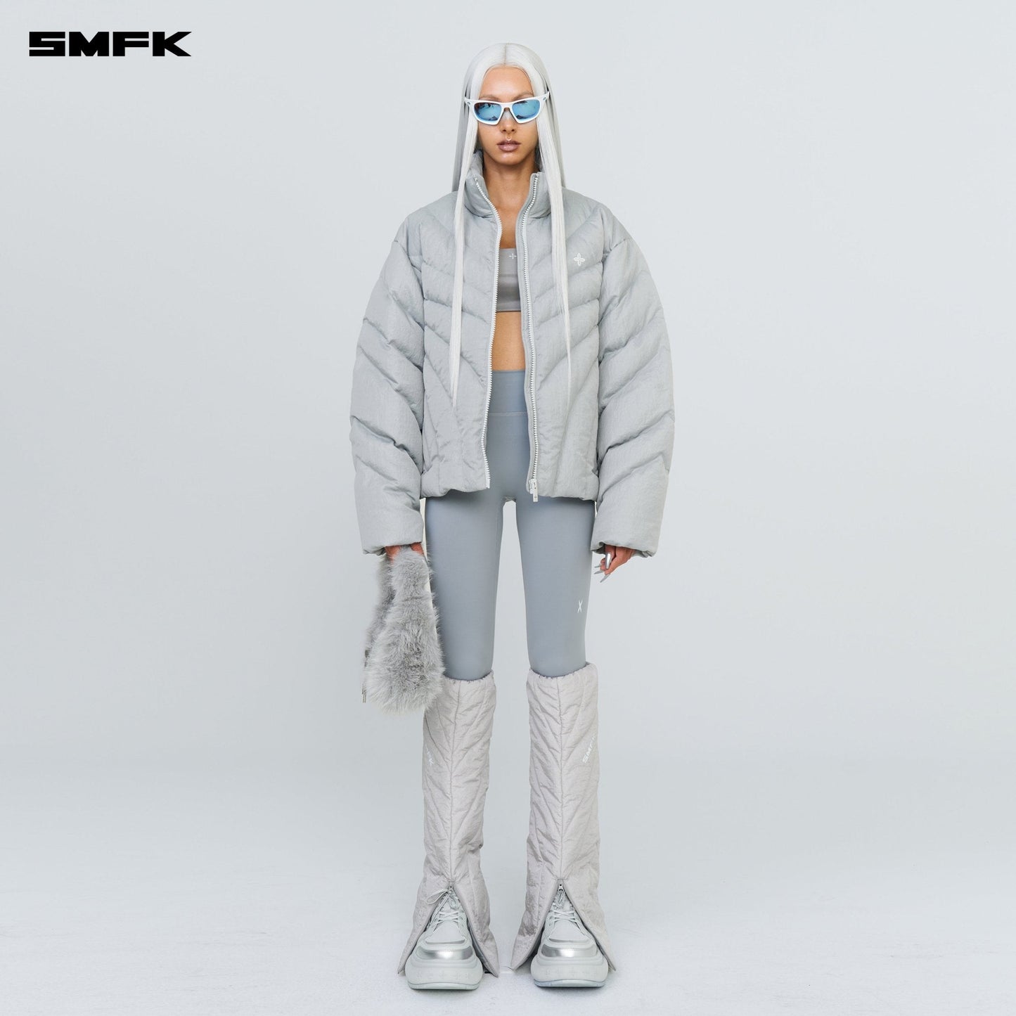 SMFK FUTURE Storm Wide Down Puff Jacket In Silver