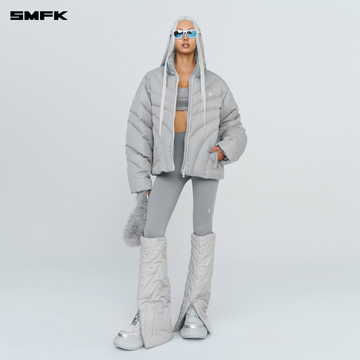 SMFK FUTURE Storm Wide Down Puff Jacket In Silver