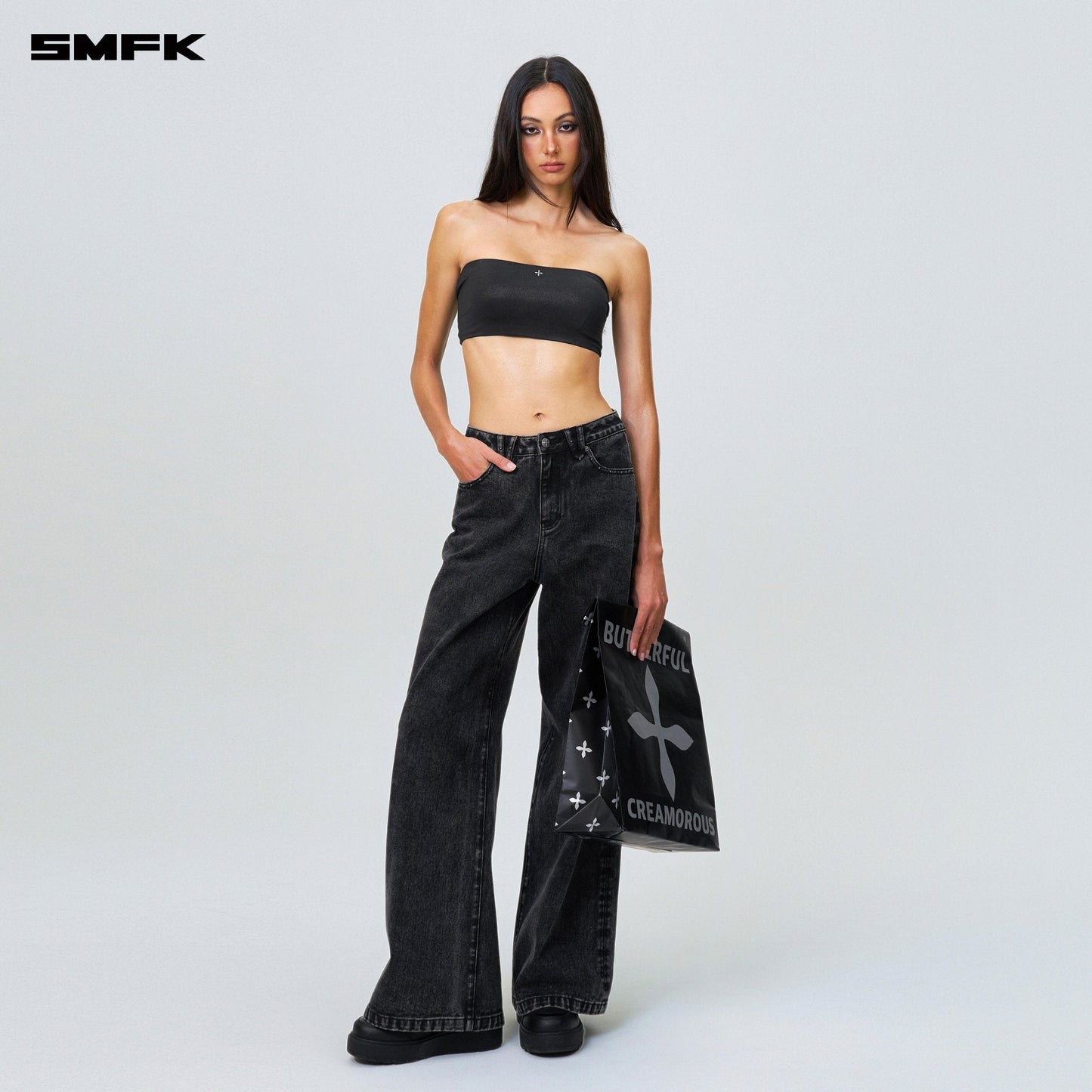 SMFK FUTURE Wave Body Shaping Tube Top Black