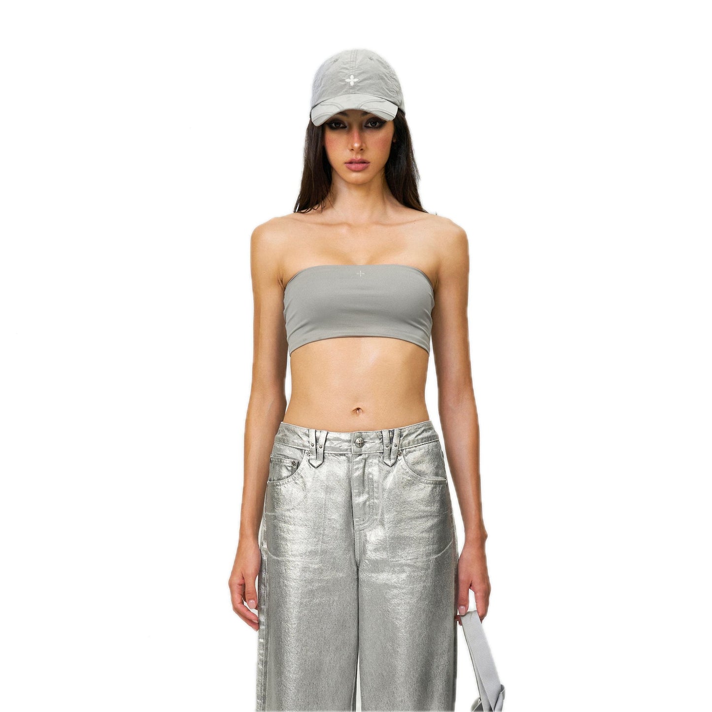 SMFK FUTURE Wave Body Shaping Tube Top Silver