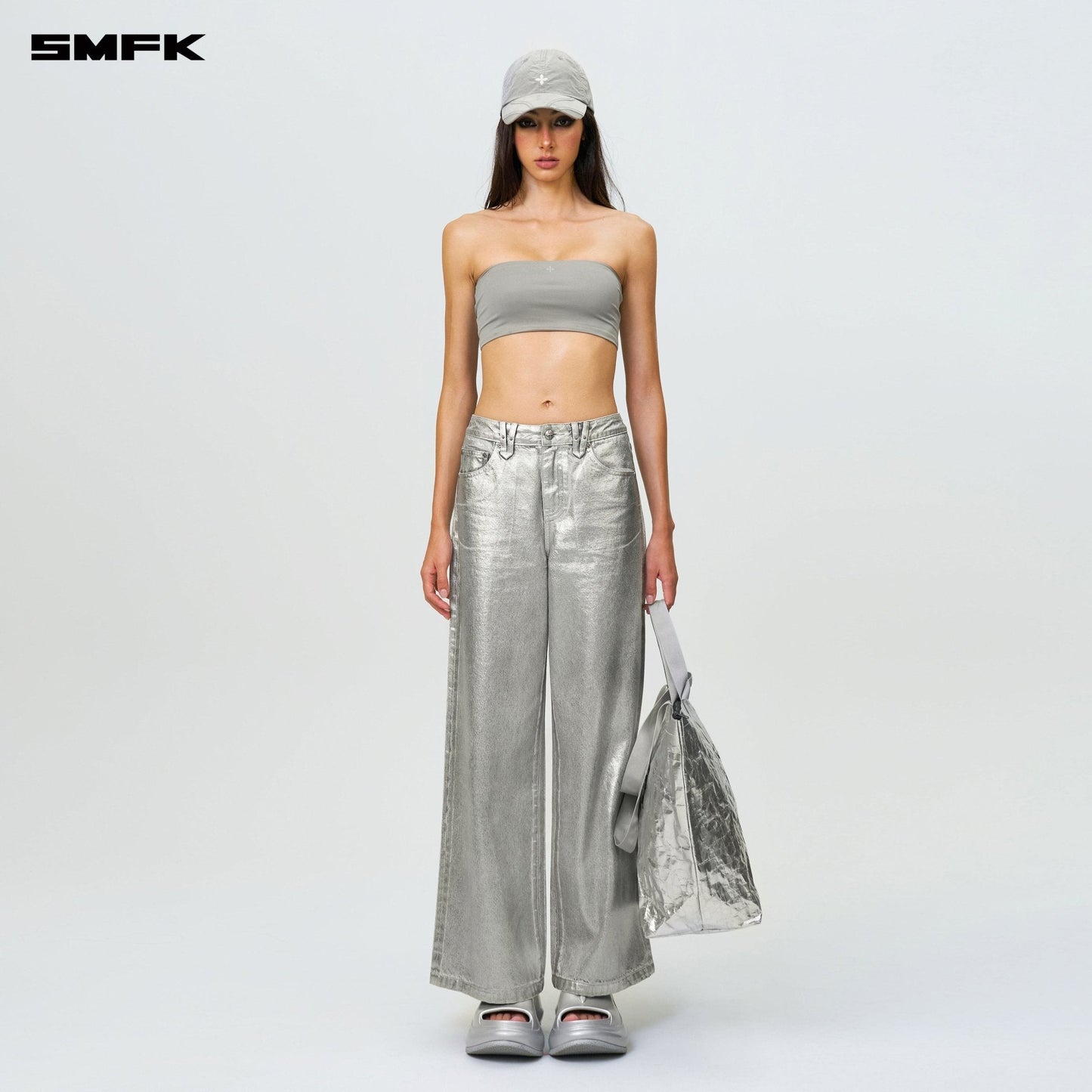 SMFK FUTURE Wave Body Shaping Tube Top Silver