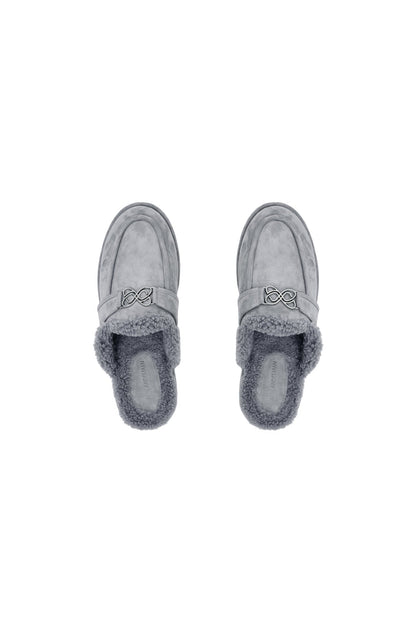 Ann Andelman Gray Faux Fur Mule Loafers
