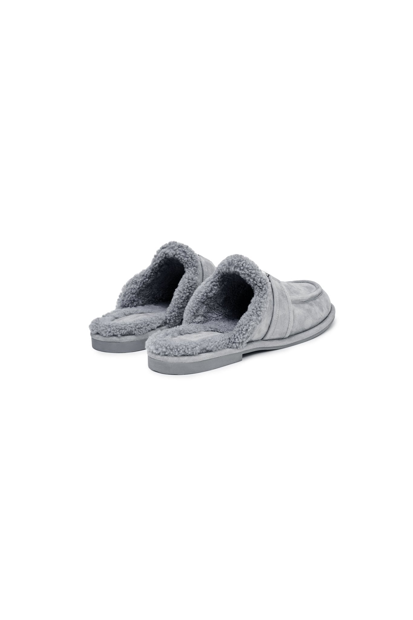 Ann Andelman Gray Faux Fur Mule Loafers