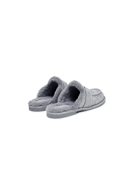 Ann Andelman Gray Faux Fur Mule Loafers