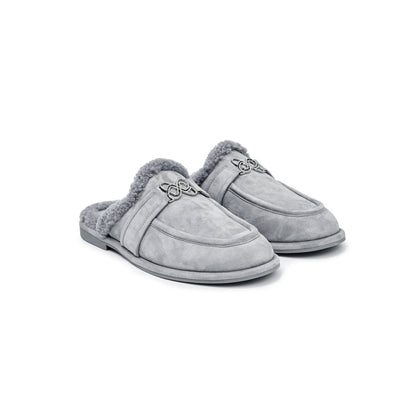Ann Andelman Gray Faux Fur Mule Loafers