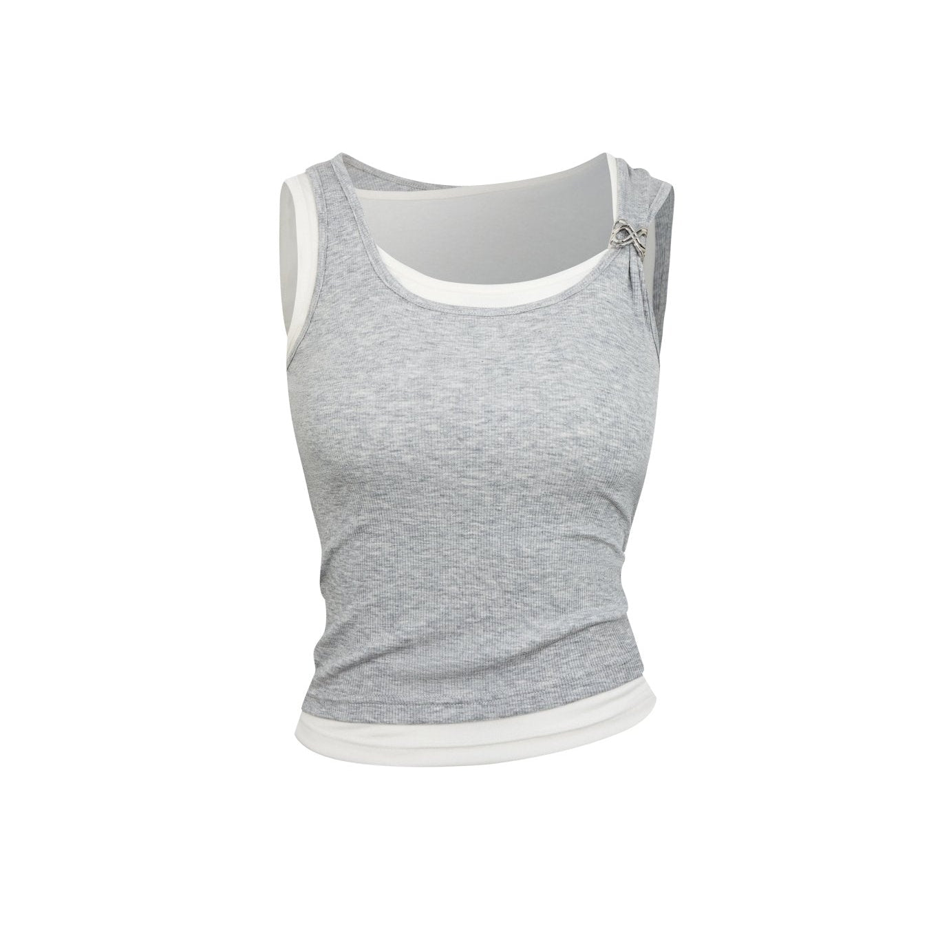 Ann Andelman Gray Faux Two-piece Vest with Metallic Details