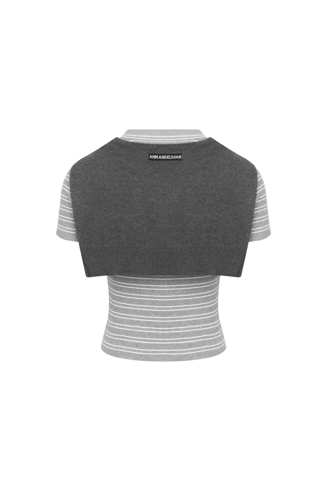 Ann Andelman Gray Shawl Two-Piece Striped T-Shirt