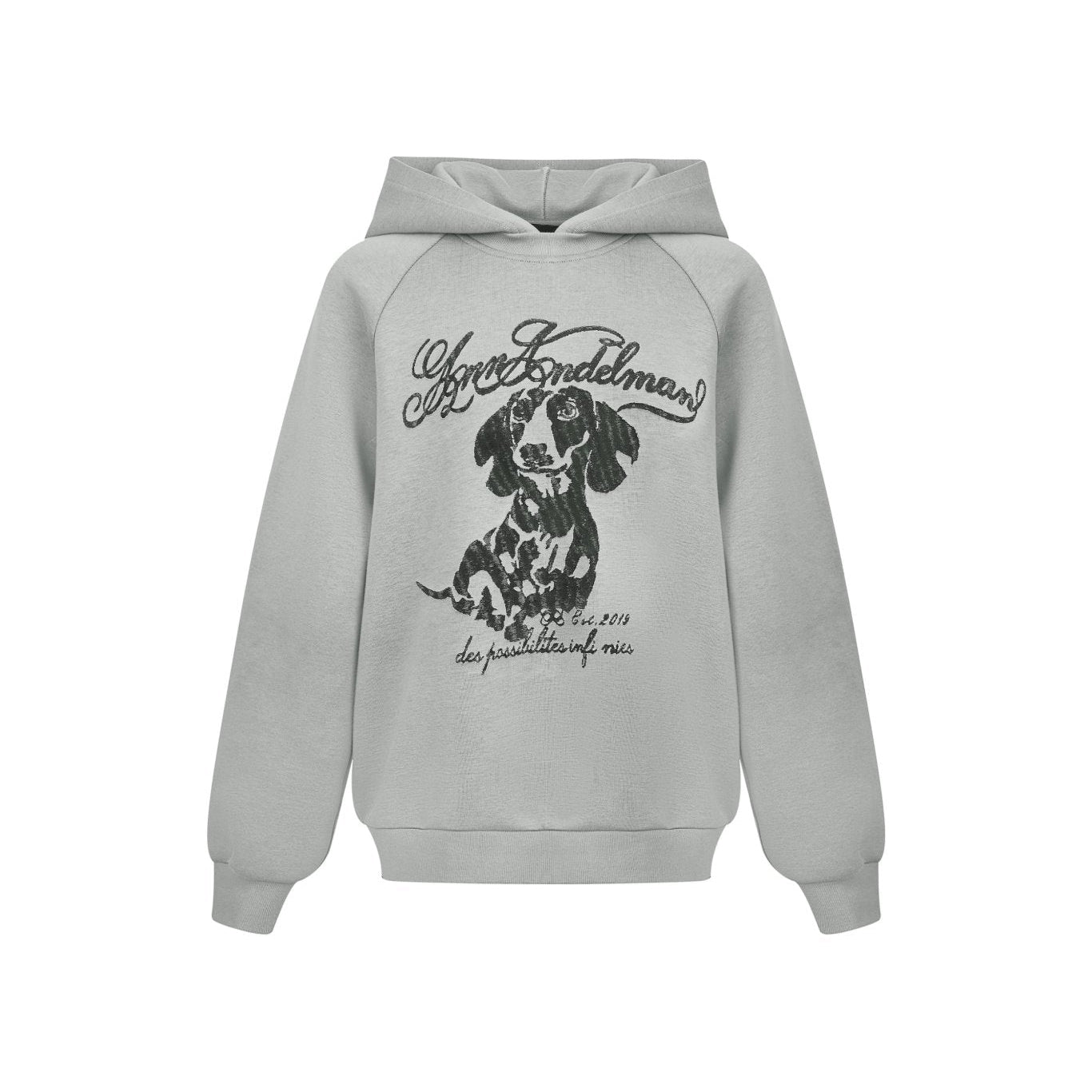 Ann Andelman Grey Puppy Print Hoodie