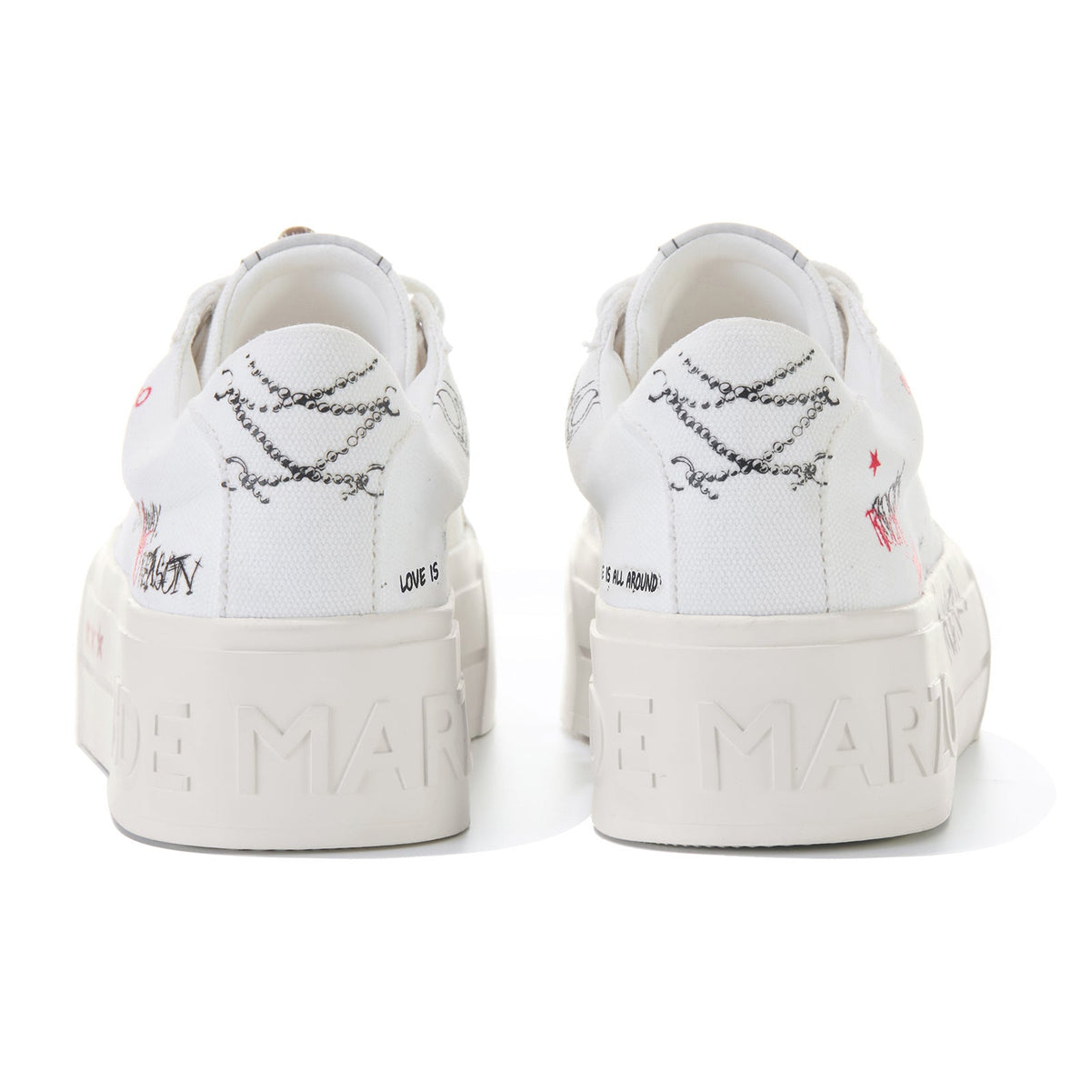 13DE MARZO Painted Canvas Shoes White