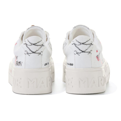 13DE MARZO Painted Canvas Shoes White