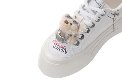 13DE MARZO Painted Canvas Shoes White