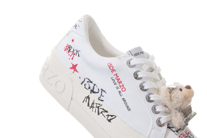 13DE MARZO Painted Canvas Shoes White