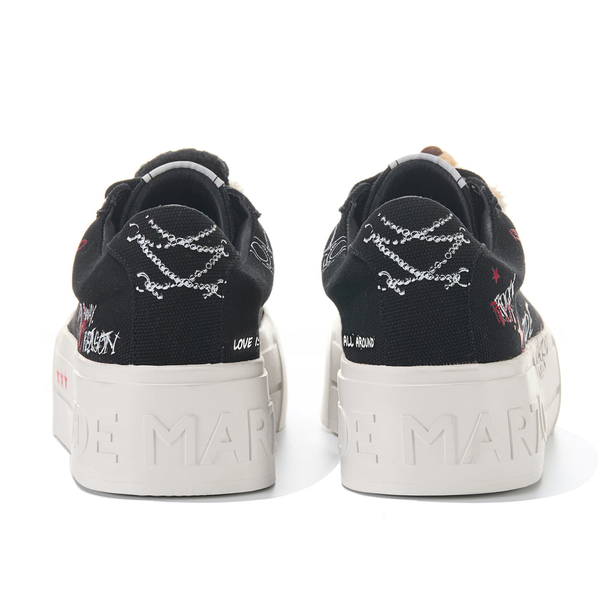 13DE MARZO Painted Canvas Shoes Black