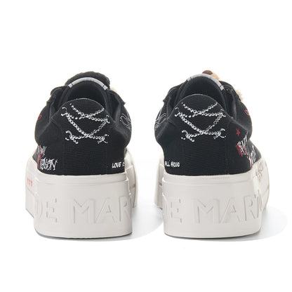 13DE MARZO Painted Canvas Shoes Black