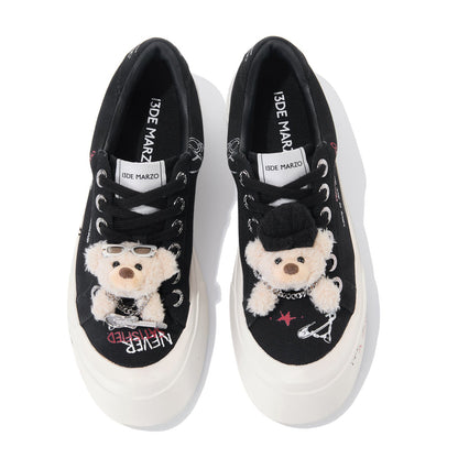 13DE MARZO Painted Canvas Shoes Black